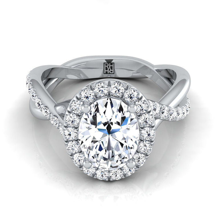 The Harmony Select Halo Oval Lab Diamond Engagement Ring in Platinum