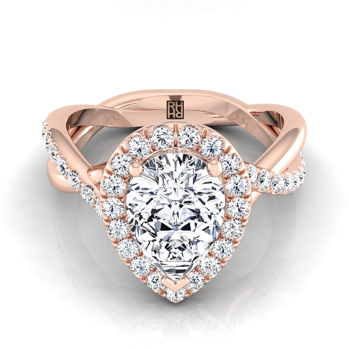 The Harmony pear engagement ring setting in 14K Rose Gold | RockHer