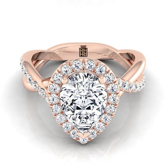 The Harmony Select Halo Engagement Ring with Lab Diamond in 14K Rose Gold - view 1