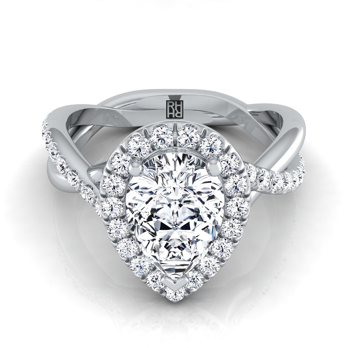 The Harmony pear engagement ring setting in Platinum | RockHer