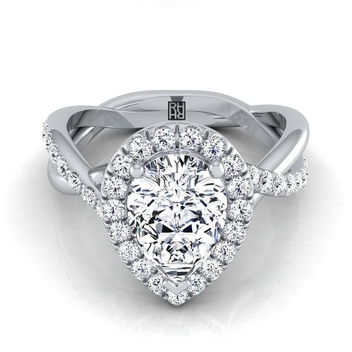 Twisted Vine Halo Pear Shape, in Platinum, pave setting | RockHer