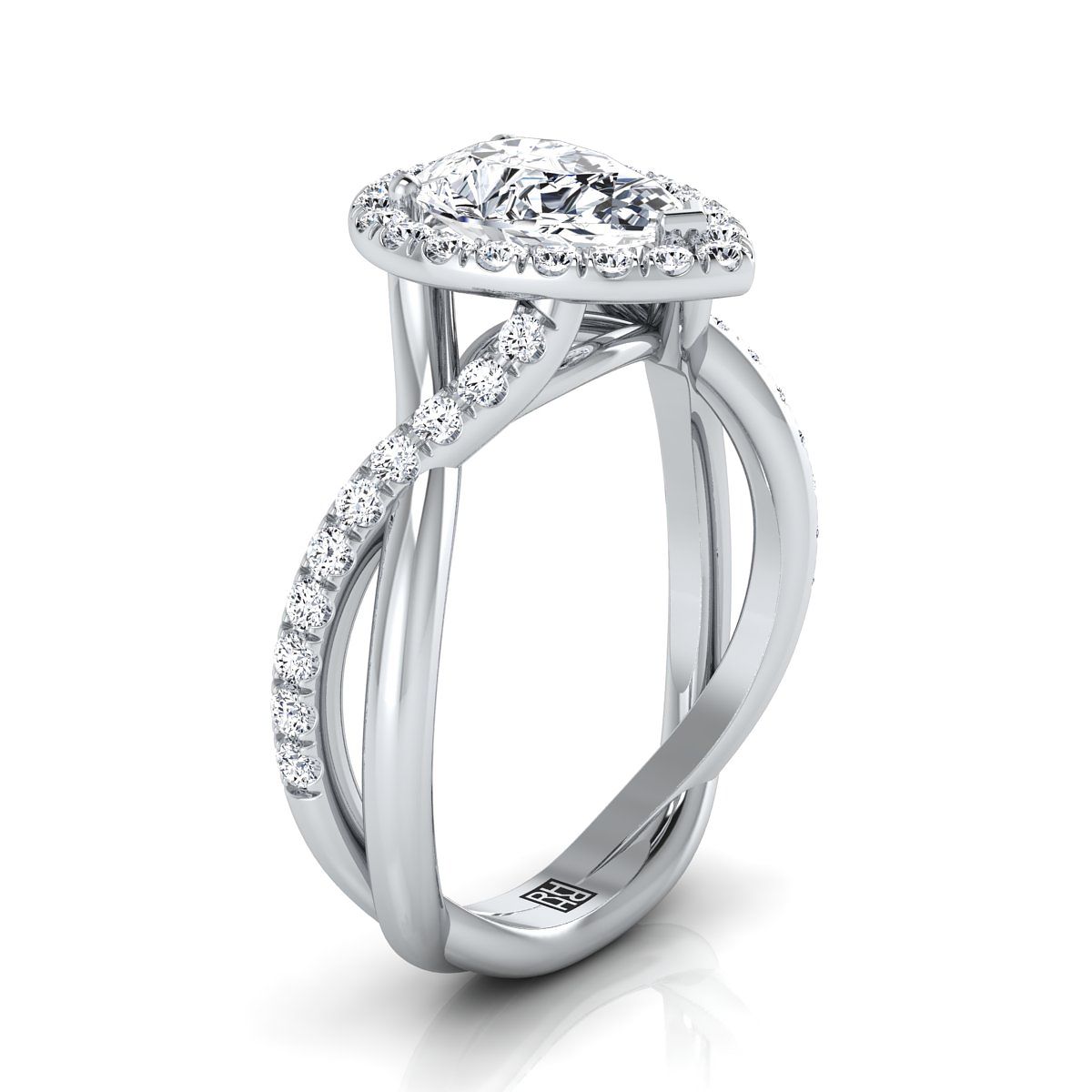 Select Halo styling on The Harmony pear engagement ring setting | RockHer