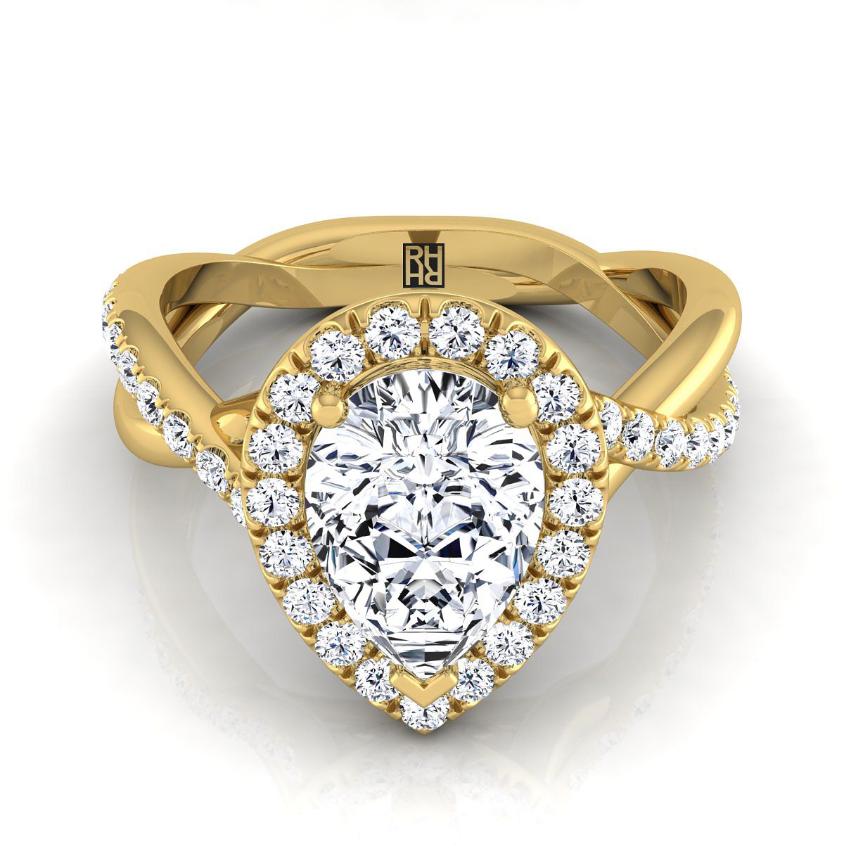 The Harmony pear engagement ring setting in 18K Yellow Gold | RockHer