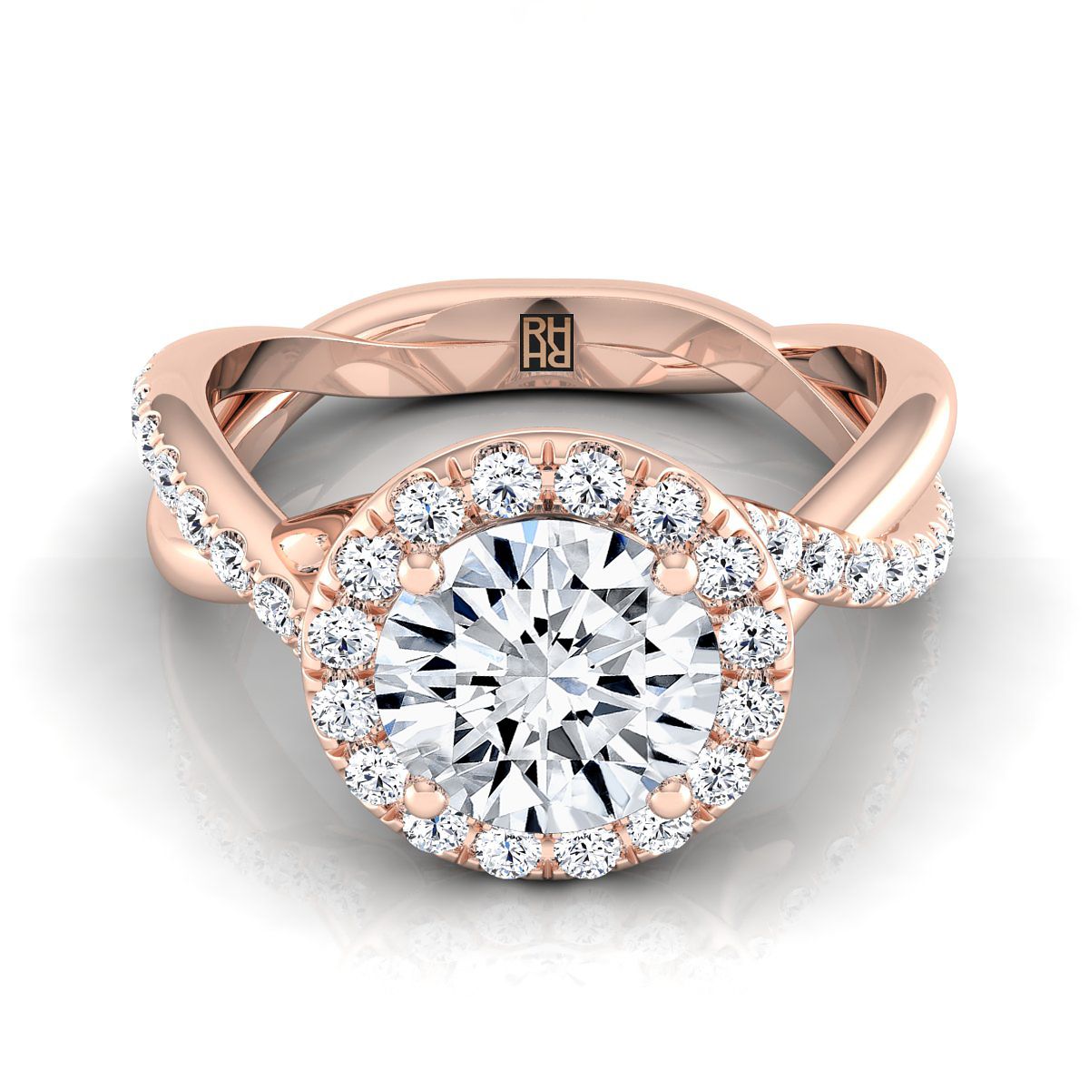 The Harmony round engagement ring setting in 14K Rose Gold | RockHer
