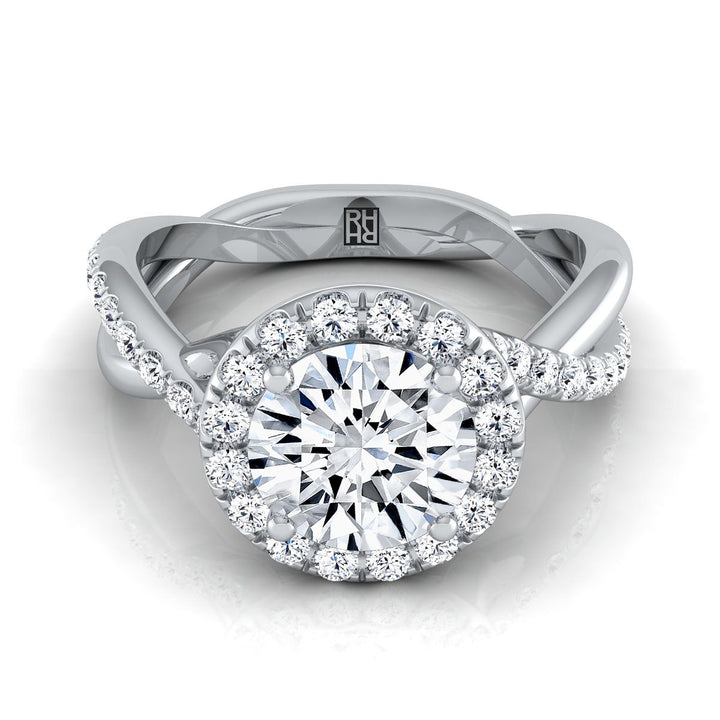 The Harmony Select Halo Engagement Ring with Lab Diamond in 18K White Gold - view 1