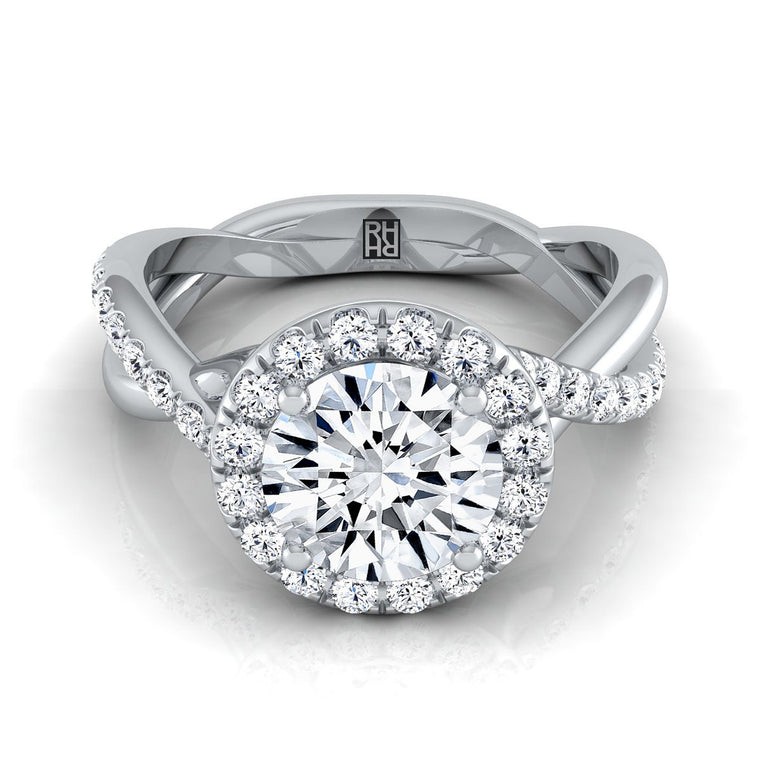 The Harmony Select Halo Round Lab Diamond Engagement Ring in 18K White Gold