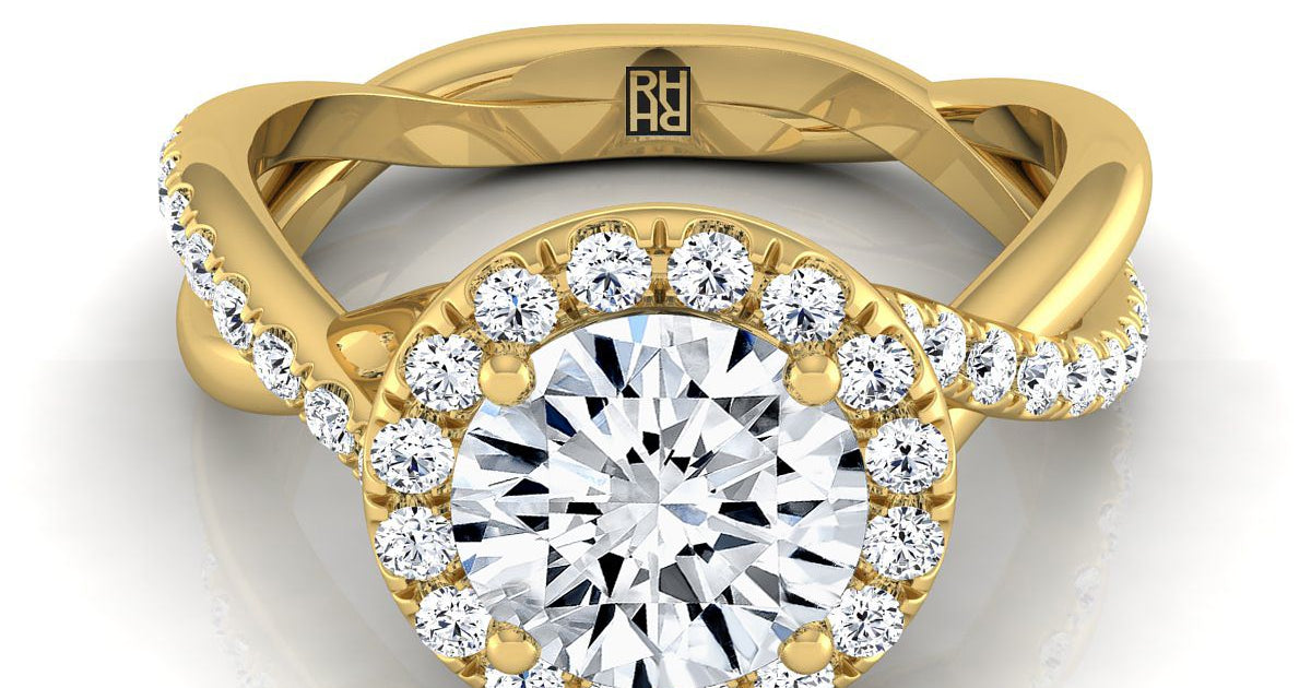 Harmony Twisted Vine Halo Ring Setting | 18K Yellow Gold | RockHer