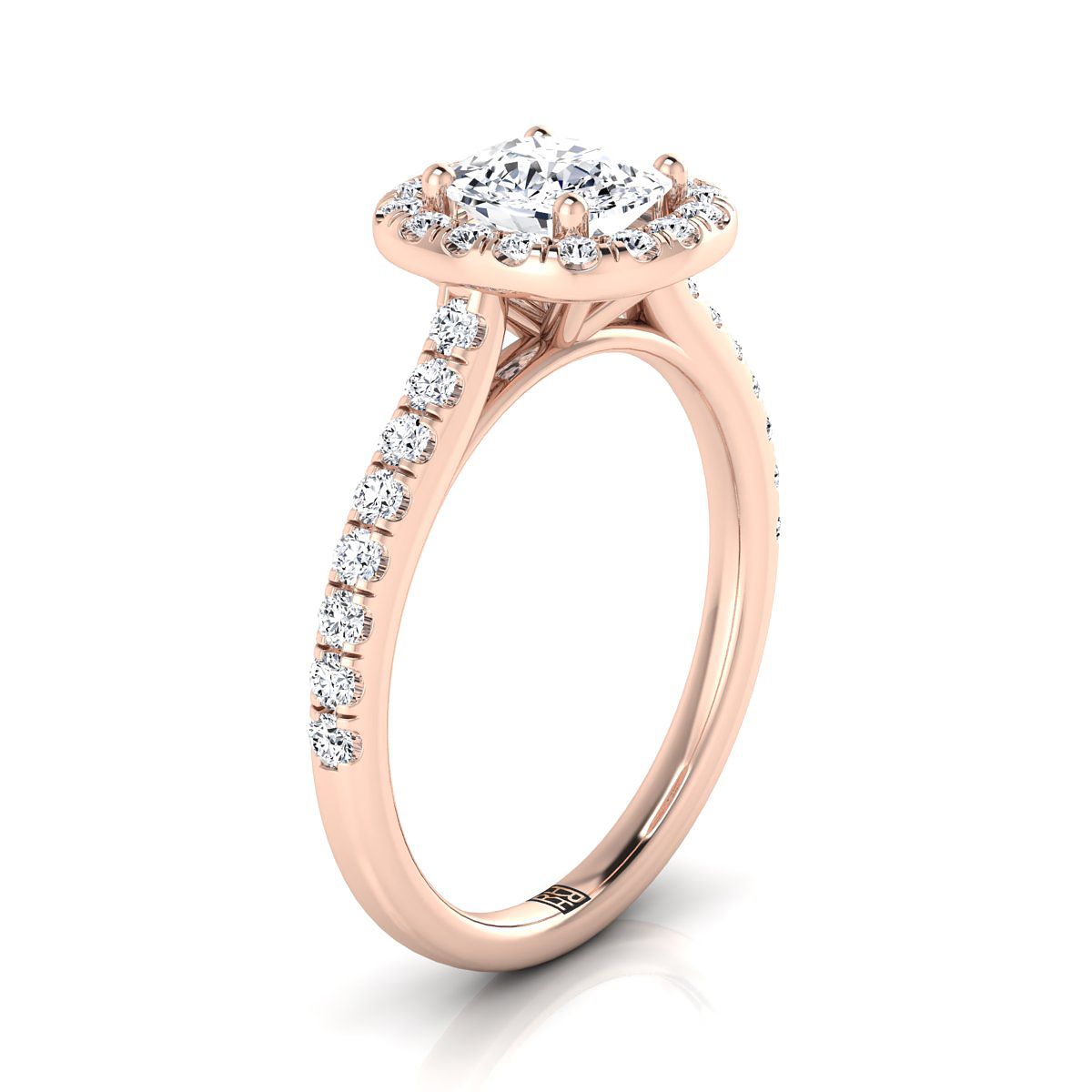 Select Halo Cut styling on The Adriana cushion engagement ring setting | RockHer