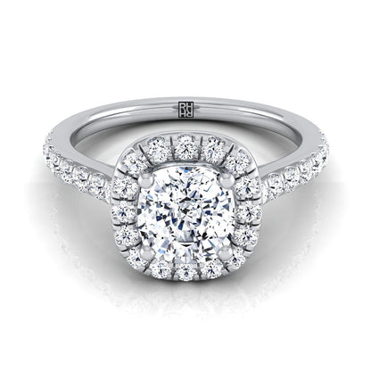 Cathedral Pavé Halo Cushion, in Platinum, pave setting | RockHer