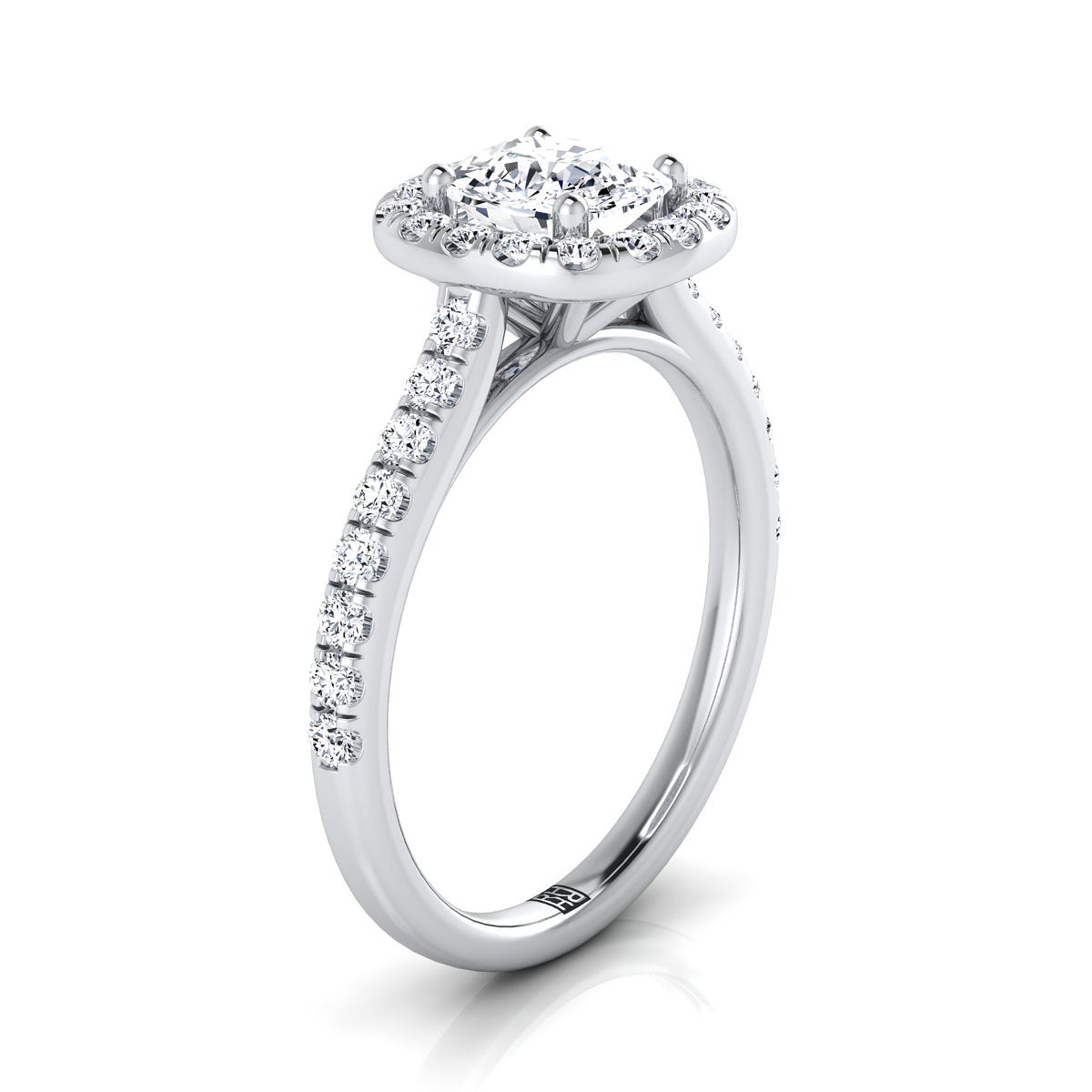 Select Halo Cut styling on The Adriana cushion engagement ring setting | RockHer