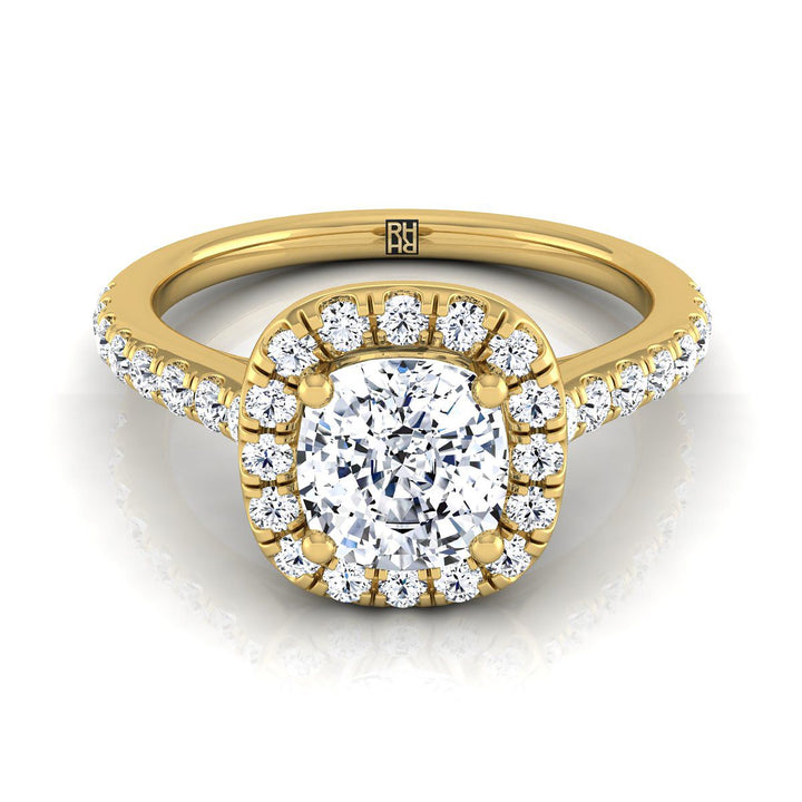 The Adriana Select Halo Engagement Ring with Lab Diamond in 18K Yellow Gold - view 1