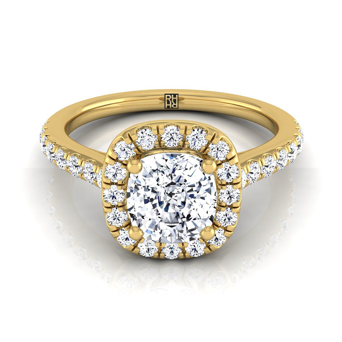 The Adriana cushion engagement ring setting in 18K Yellow Gold | RockHer