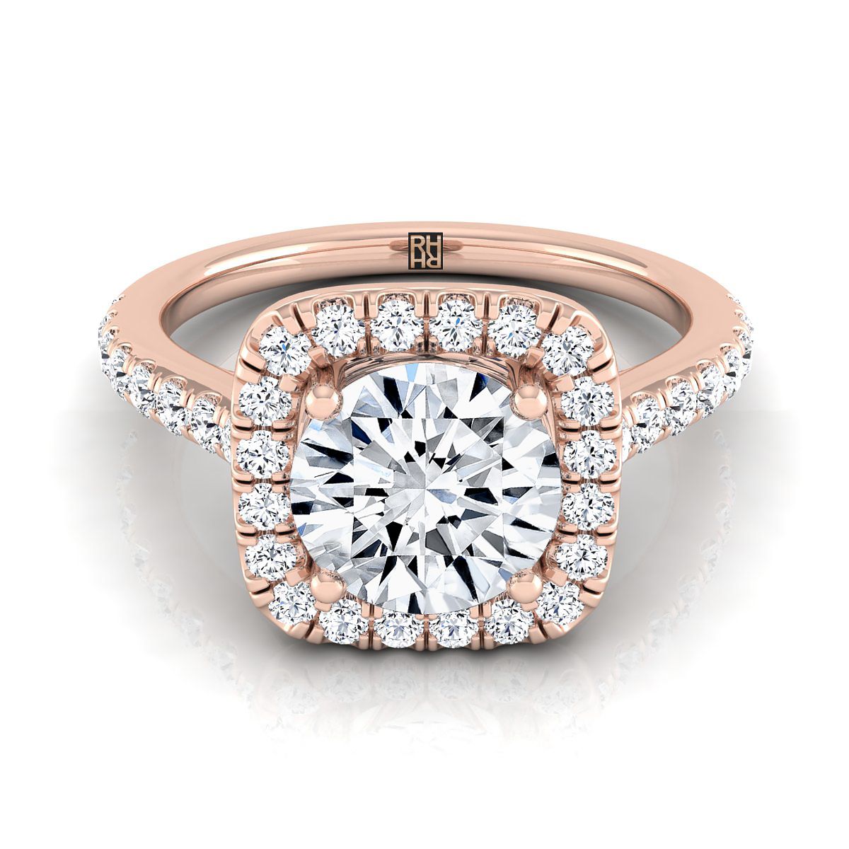 The Adriana round engagement ring setting in 14K Rose Gold | RockHer