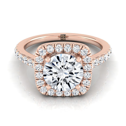 Round Brilliant, Cathedral Pavé Halo, in 14K Rose Gold | RockHer