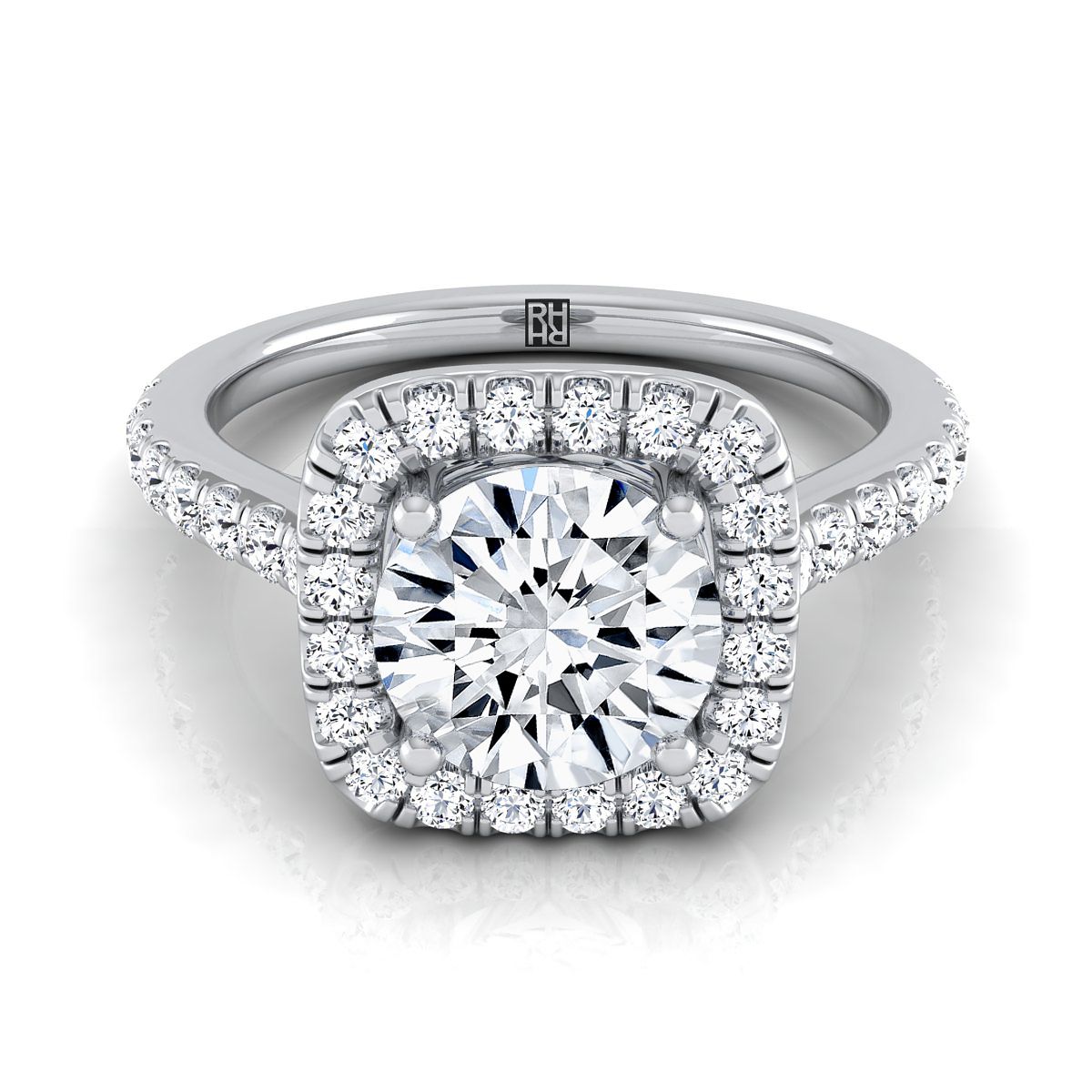 The Adriana round engagement ring setting in Platinum | RockHer