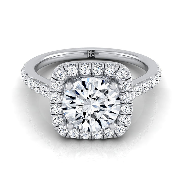 Round Brilliant, Cathedral Pavé Halo, in Platinum, pave setting | RockHer