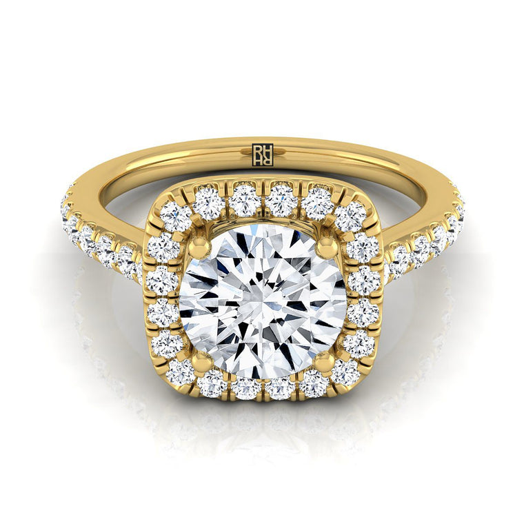 The Adriana Select Halo Round Lab Diamond Engagement Ring in 18K Yellow Gold