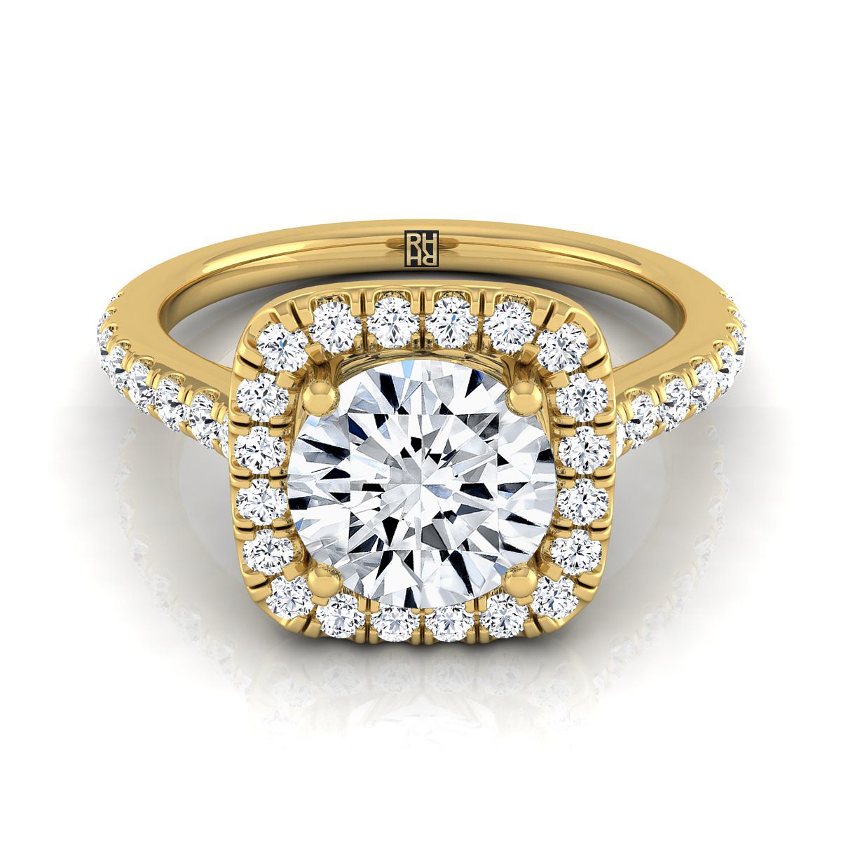 The Adriana round engagement ring setting in 18K Yellow Gold | RockHer