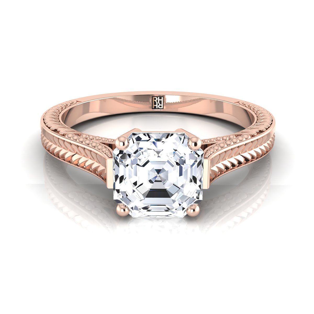 The Aida asscher engagement ring setting in 14K Rose Gold | RockHer