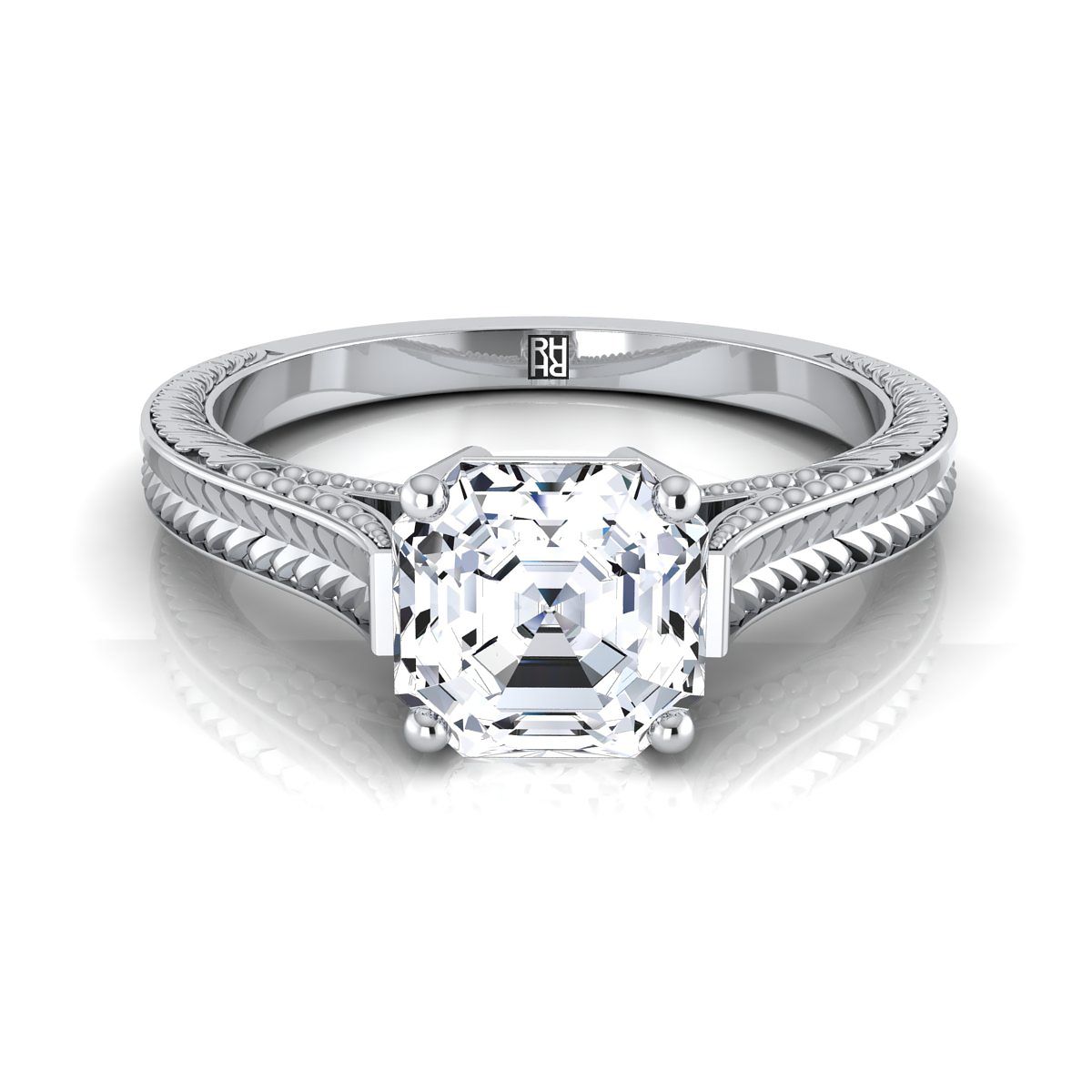 The Aida asscher engagement ring setting in Platinum | RockHer