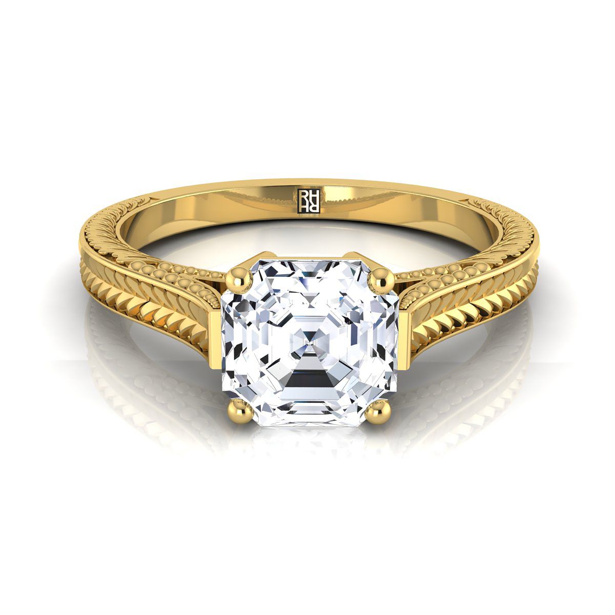 The Aida asscher engagement ring setting in 18K Yellow Gold | RockHer