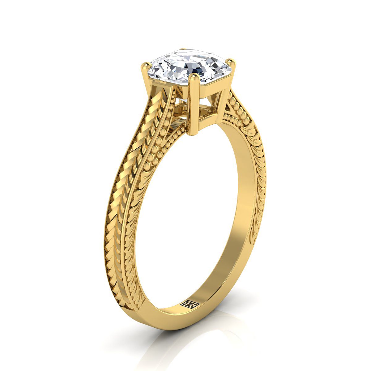 Select Vintage Solitaire Cut styling on The Aida asscher engagement ring setting | RockHer