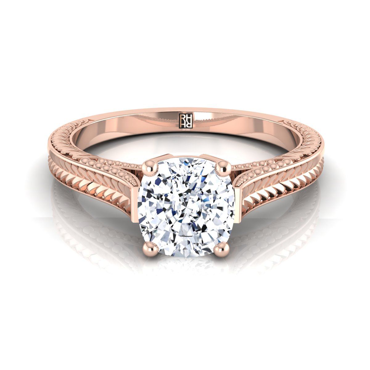 The Aida cushion engagement ring setting in 14K Rose Gold | RockHer