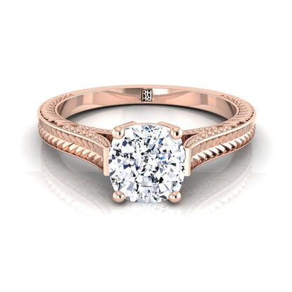 The Aida Select Vintage Solitaire Engagement Ring with Lab Diamond in 14K Rose Gold - view 1