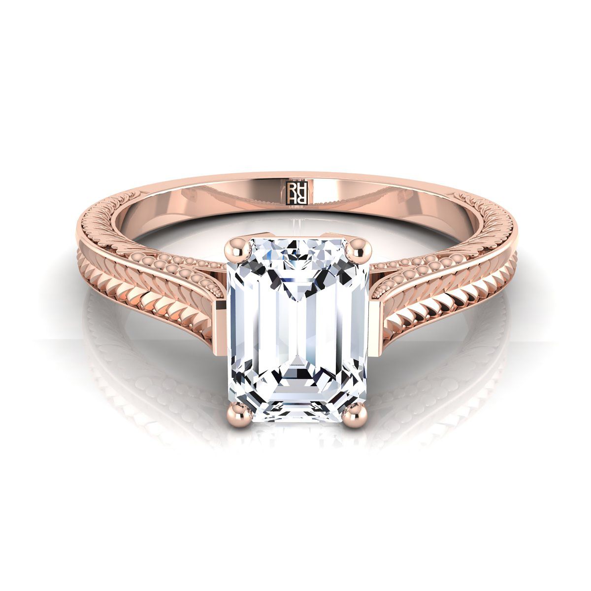 The Aida emerald engagement ring setting in 14K Rose Gold | RockHer