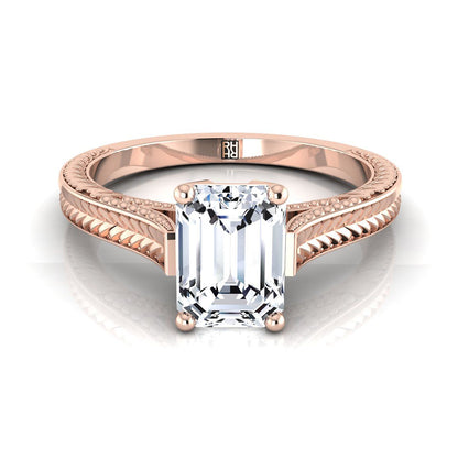 The Aida Select Vintage Solitaire Engagement Ring with Lab Diamond in 14K Rose Gold - view 1
