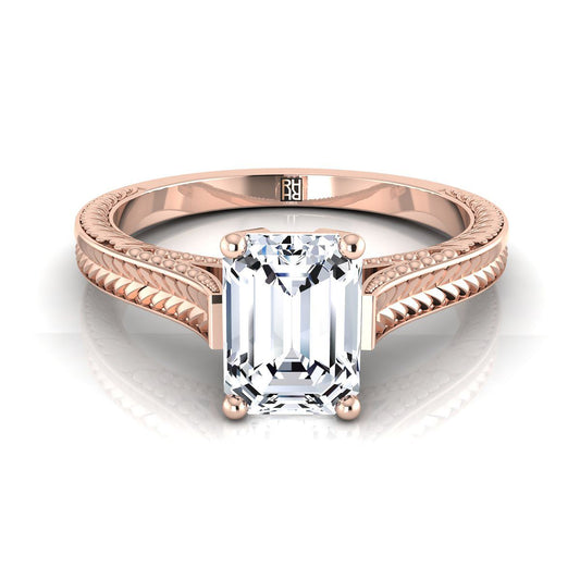 The Aida Select Vintage Solitaire Engagement Ring with Lab Diamond in 14K Rose Gold - view 1
