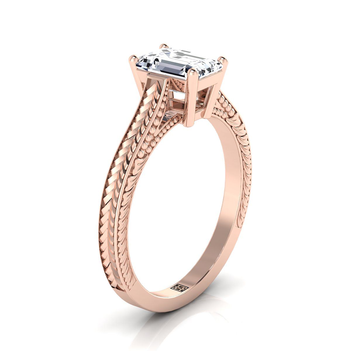 Select Vintage Solitaire Cut styling on The Aida emerald engagement ring setting | RockHer