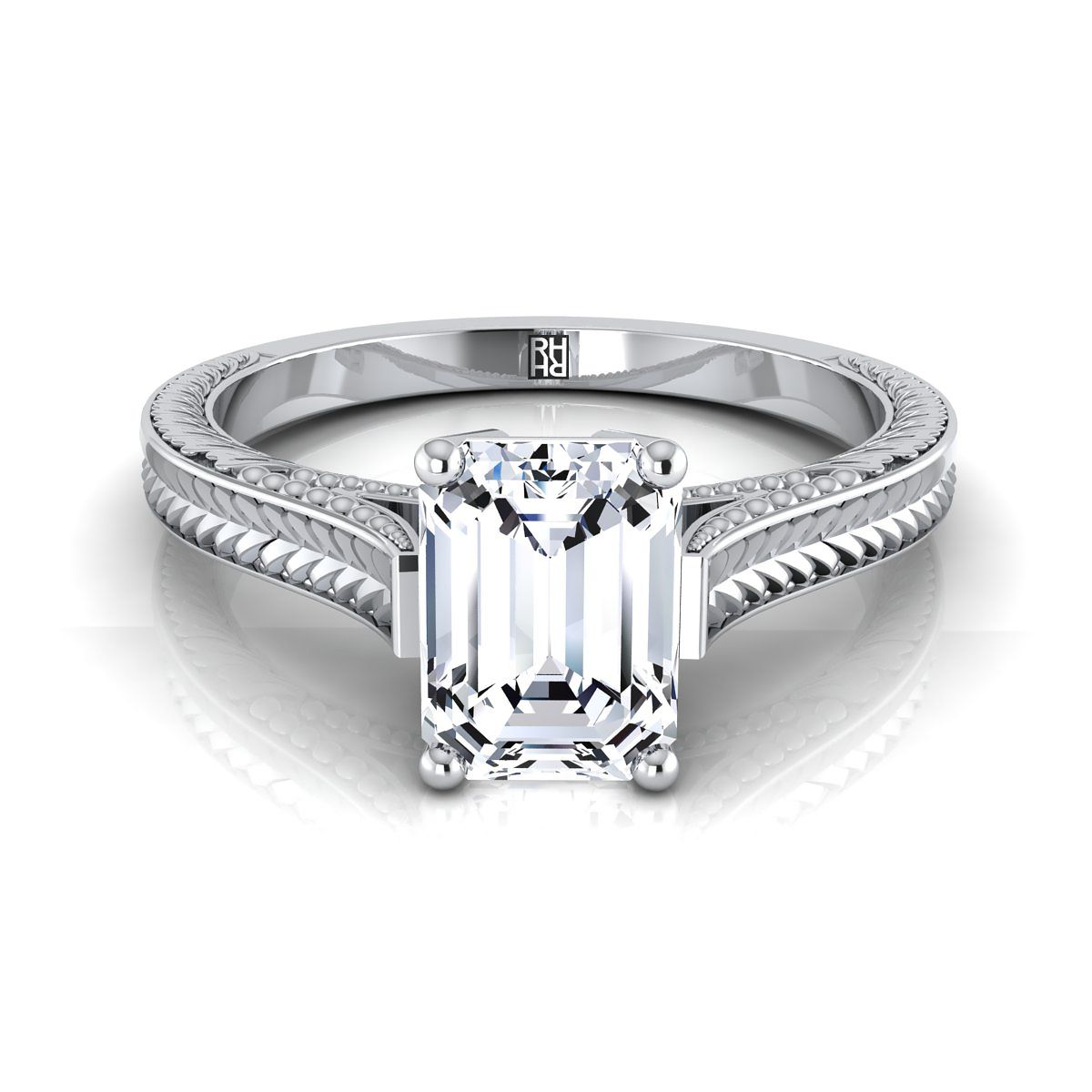 The Aida emerald engagement ring setting in Platinum | RockHer