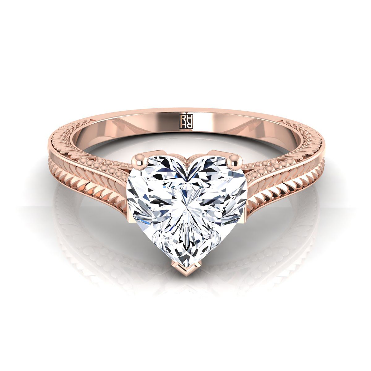 The Aida heart engagement ring setting in 14K Rose Gold | RockHer