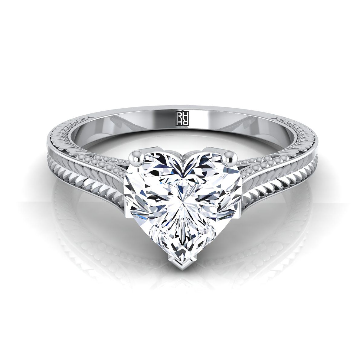 The Aida heart engagement ring setting in Platinum | RockHer