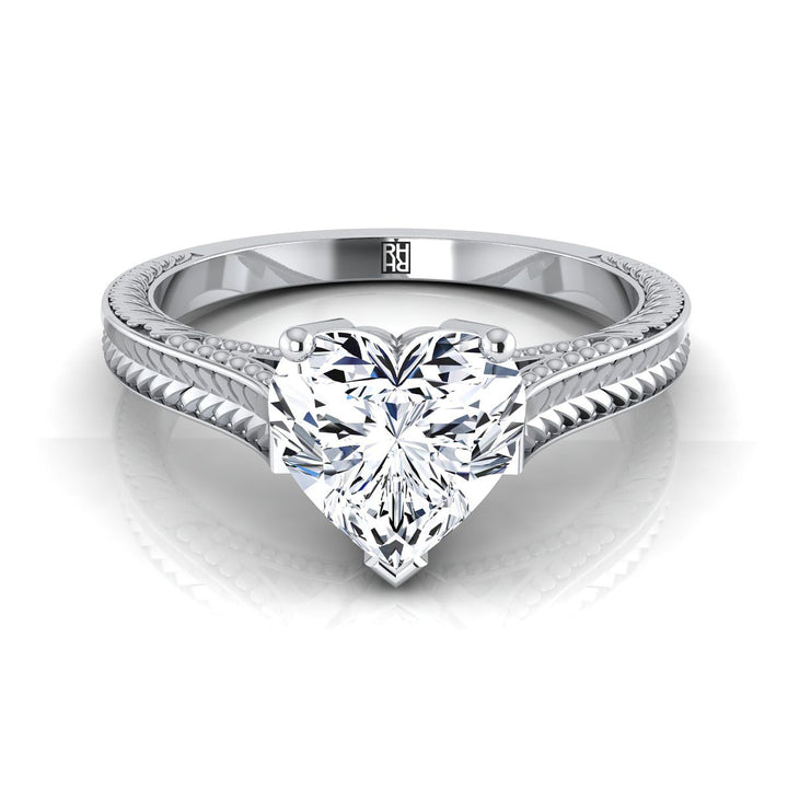 The Aida Select Vintage Solitaire Engagement Ring with Lab Diamond in 18K White Gold - view 1