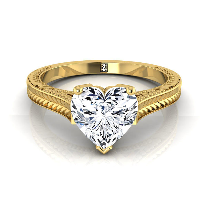 The Aida Select Vintage Solitaire Engagement Ring with Lab Diamond in 18K Yellow Gold - view 1