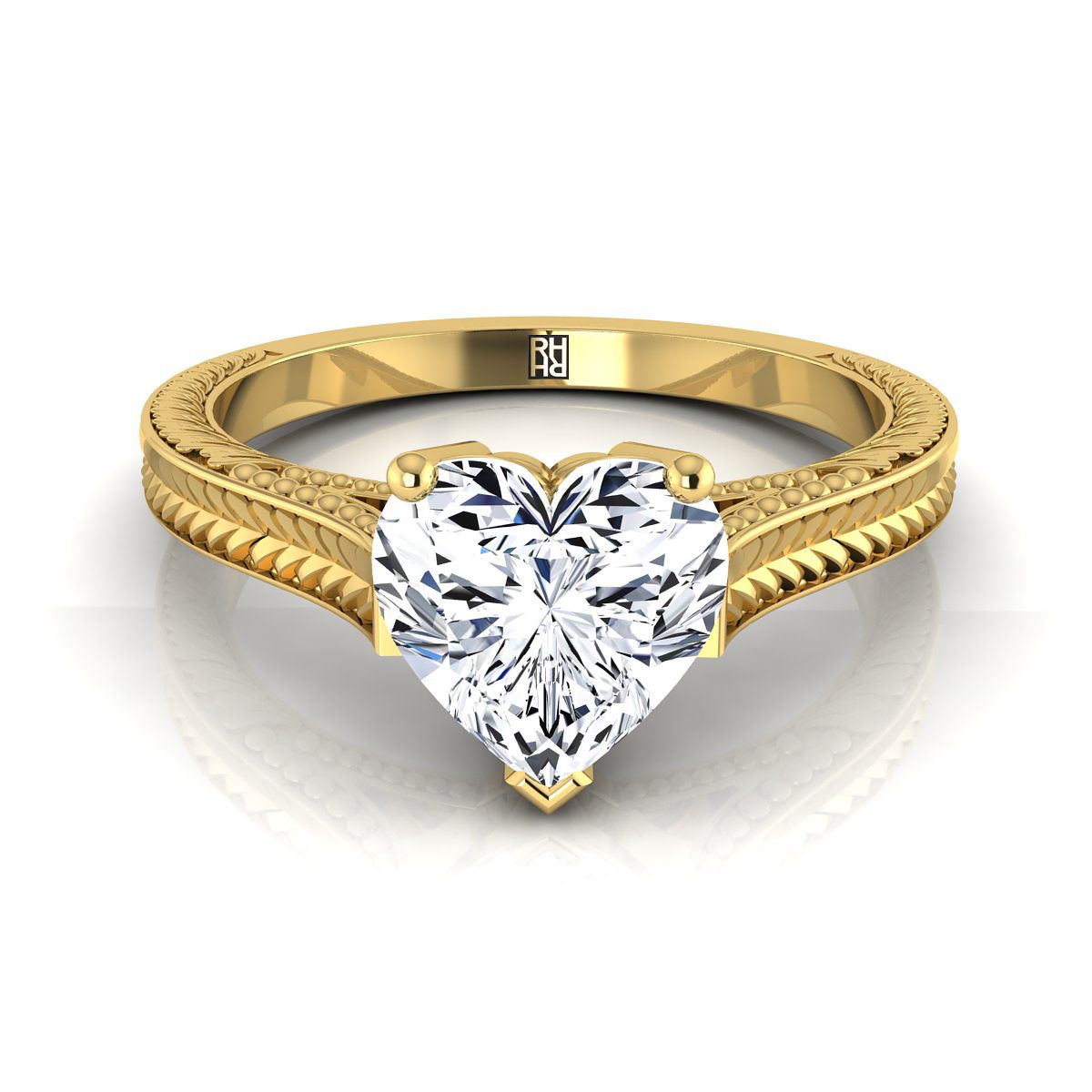 The Aida heart engagement ring setting in 18K Yellow Gold | RockHer