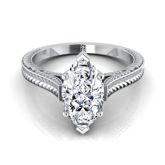 The Aida Select Vintage Solitaire Engagement Ring with Lab Diamond in 18K White Gold - view 1