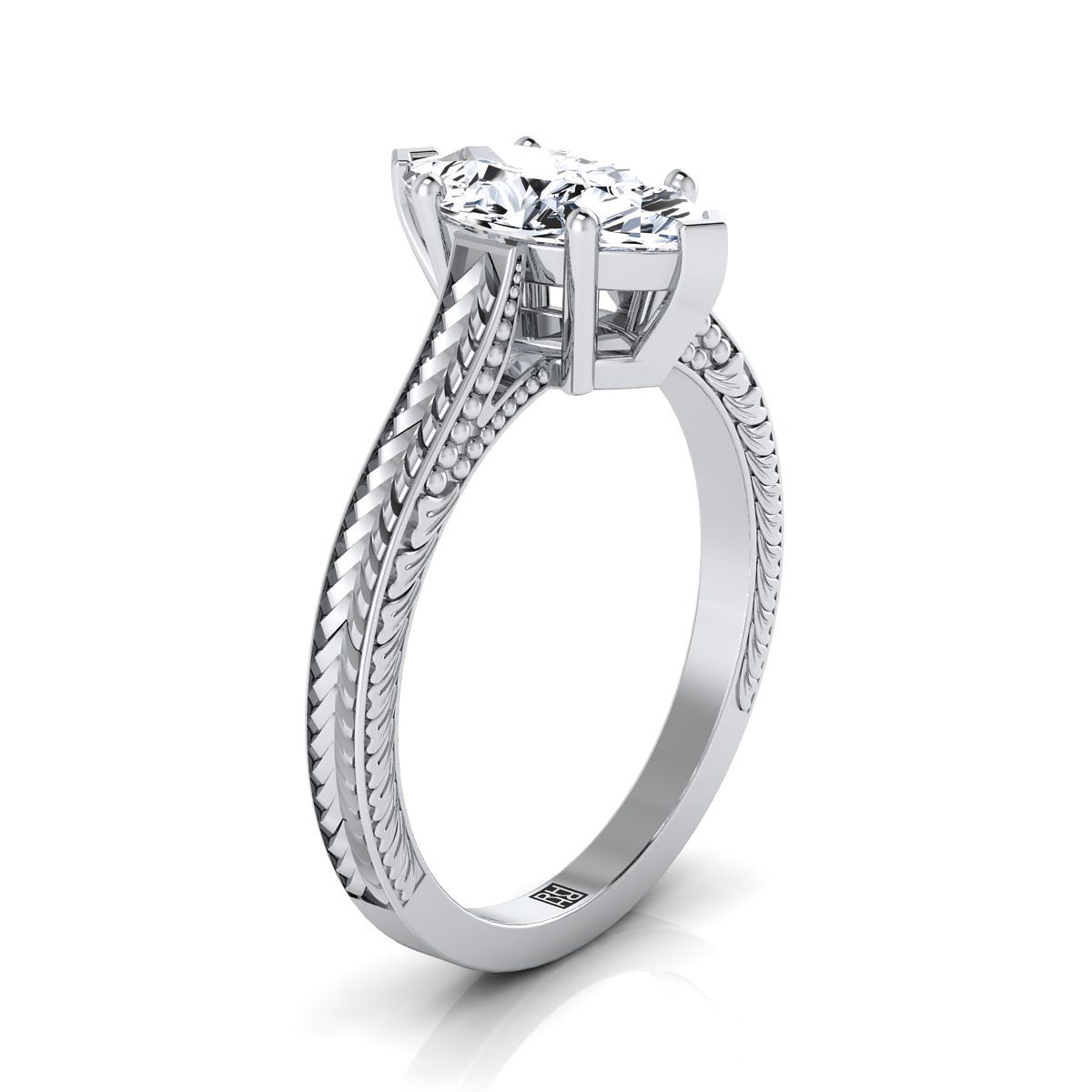 Select Vintage Solitaire styling on The Aida marquise engagement ring setting | RockHer