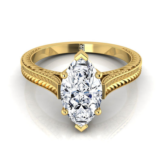 The Aida Select Vintage Solitaire Engagement Ring with Lab Diamond in 18K Yellow Gold - view 1