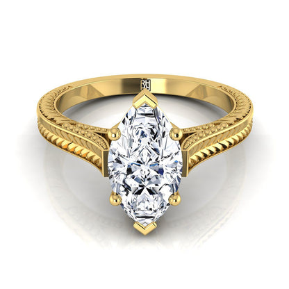 Aida Select Vintage Solitaire Marquise Lab Diamond Engagement Ring in 18K Yellow Gold | RockHer