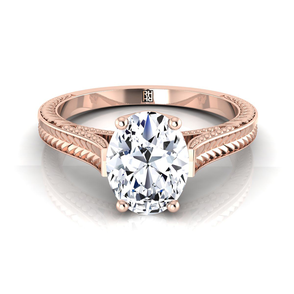 The Aida oval engagement ring setting in 14K Rose Gold | RockHer