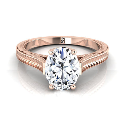 The Aida Select Vintage Solitaire Engagement Ring with Lab Diamond in 14K Rose Gold - view 1
