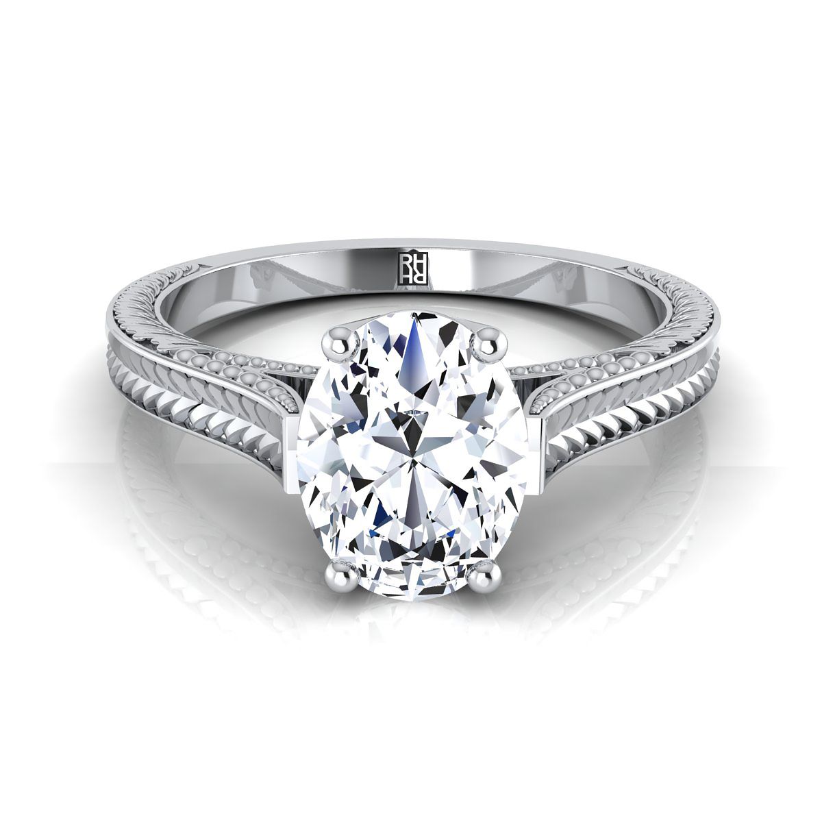 Aida Select Vintage Solitaire Oval Lab Diamond Engagement Ring in Platinum | RockHer