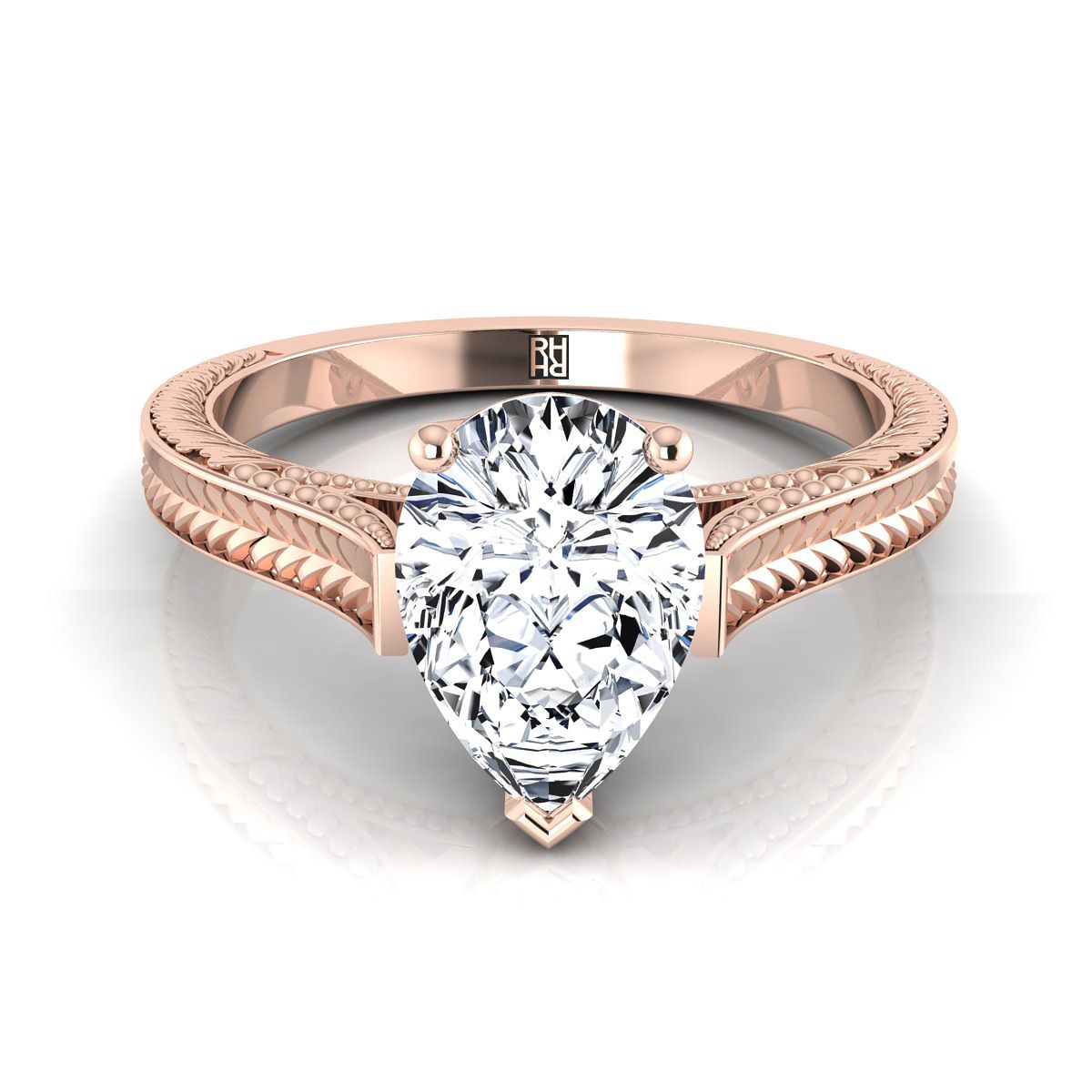 The Aida pear engagement ring setting in 14K Rose Gold | RockHer