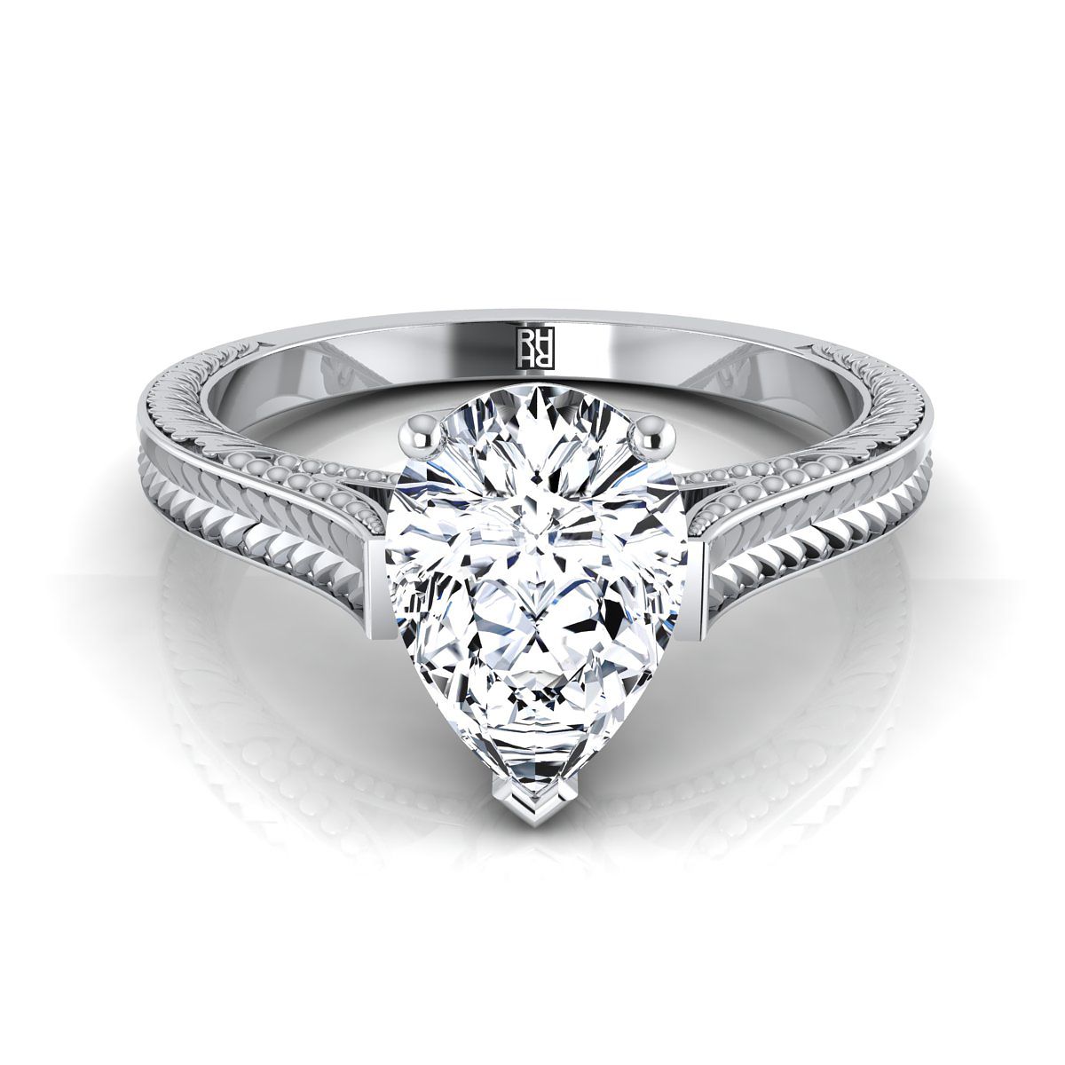 The Aida pear engagement ring setting in 18K White Gold | RockHer