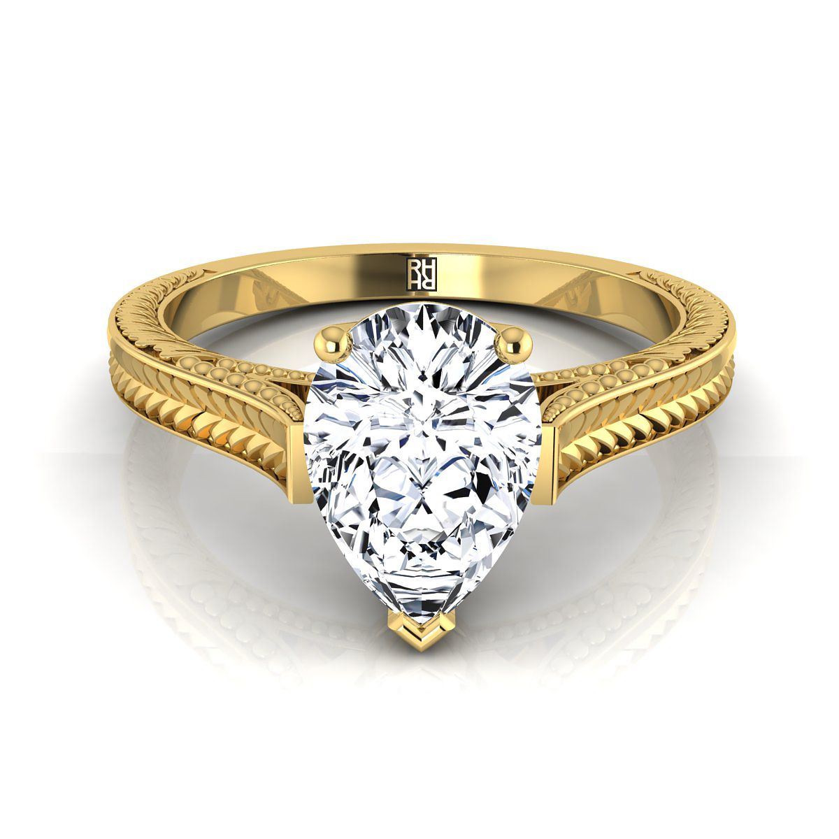 The Aida pear engagement ring setting in 18K Yellow Gold | RockHer