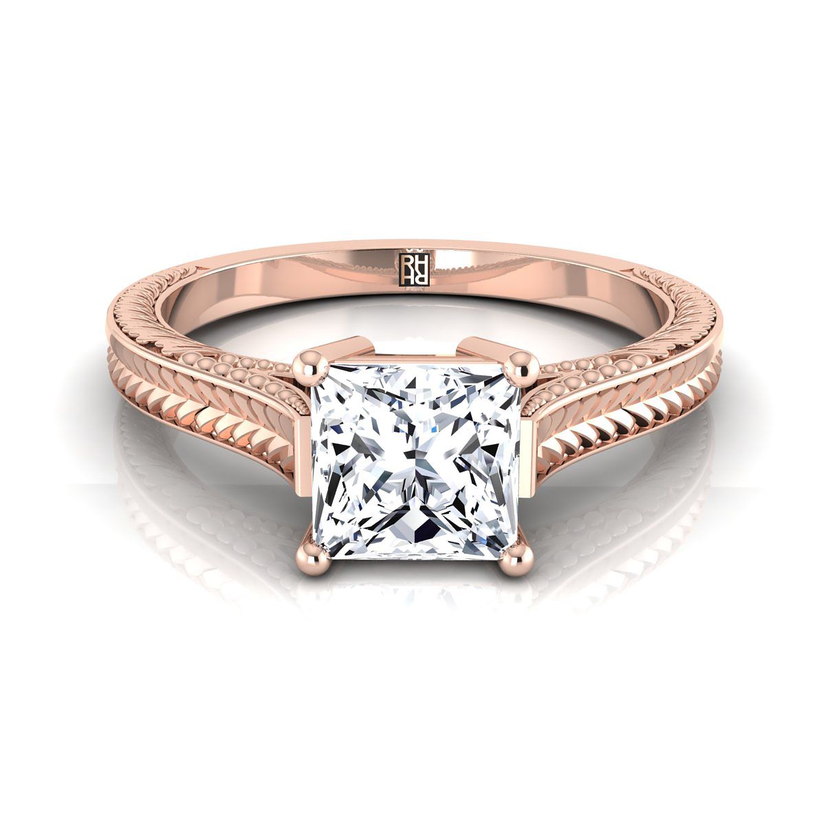 The Aida princess engagement ring setting in 14K Rose Gold | RockHer