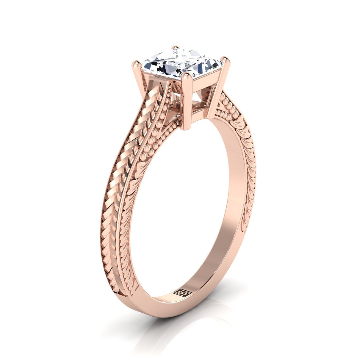 Select Vintage Solitaire styling on The Aida princess engagement ring setting | RockHer